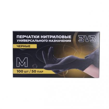 Перчатки нитриловые неопудренные одноразовые  BVB, р-р M 100 шт./уп. черный