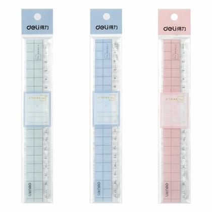 Линейка 18 см "Deli 6235" пласт., прозрачный, ассорти