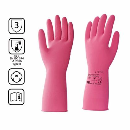 Перчатки латексные с х/б покрытием HQ Profiline р-р М красный