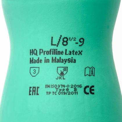 Перчатки латексные с х/б покрытием HQ Profiline р-р L зеленый