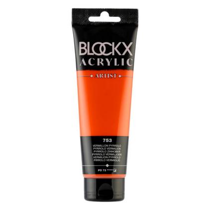 Краски акриловые "Blockx" 753 пиррол вермилион, 120 мл., туба