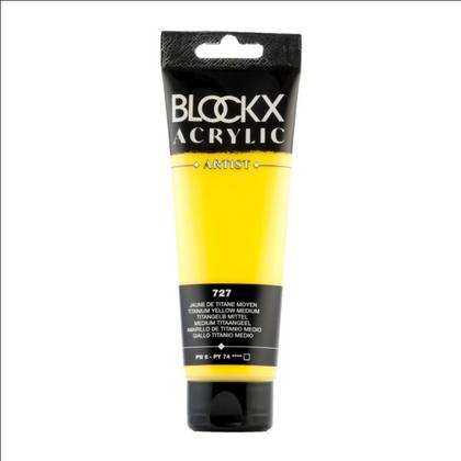 Краски акриловые "Blockx" 727 титановый желтый средний, 120 мл., туба