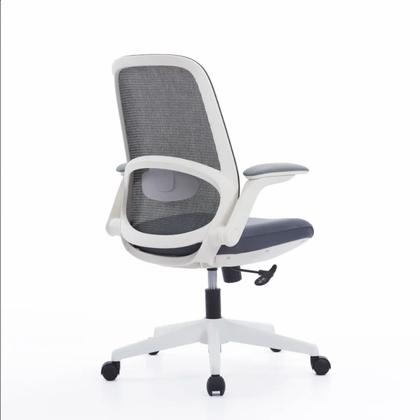 Кресло д/персонала SitZone CH-537B-BS сетка/ткань, серый, крестов. пластик, корпус белый