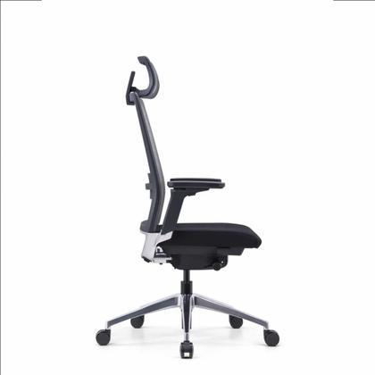 Кресло д/руководителя SitZone E-BA-001A сетка/ткань, черный, крестов. пластик, регулир. подголов., регулир. подлокотн., слайдер