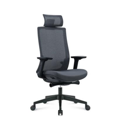 Кресло д/руководителя SitZone CH-312А сетка/ткань, черный, крестов. пластик, регулир. подголов., регулир. подлокотн., слайдер