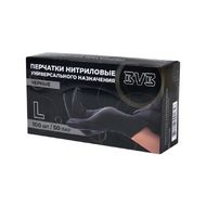Перчатки нитриловые  неопудренные одноразовые  BVB, р-р L 100 шт./уп. черный