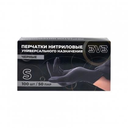 Перчатки нитриловые неопудренные одноразовые  BVB, р-р M 100 шт./уп. черный