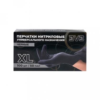 Перчатки нитриловые неопудренные одноразовые  BVB, р-р M 100 шт./уп. черный