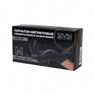 Перчатки нитриловые  неопудренные одноразовые  BVB, р-р M 100 шт./уп. черный
