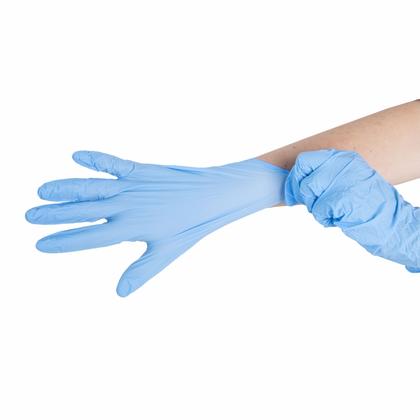 Перчатки нитриловые  неопудренные одноразовые  BVB, р-р M 100 шт./уп. голубой