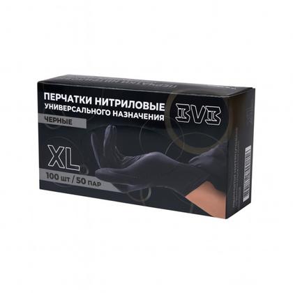 Перчатки нитриловые  неопудренные одноразовые  BVB, р-р XL 100 шт./уп. черный