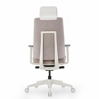 Кресло д/руководителя SitZone CH-K55A-BS ткань, бежевый, крестов. пластик, корпус белый, регулир. подголов., регулир. подлокотн.