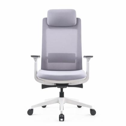 Кресло д/руководителя SitZone E-VL002A-BS сетка/ткань, серый, крестов. пластик, корпус белый, регулир. подголов., регулир. подлокотн., слайдер