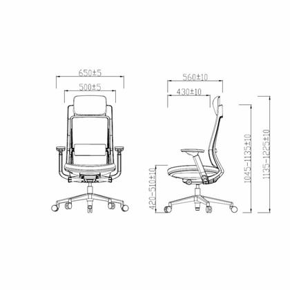 Кресло д/руководителя SitZone E-VL002A-BS сетка/ткань, серый, крестов. пластик, корпус белый, регулир. подголов., регулир. подлокотн., слайдер