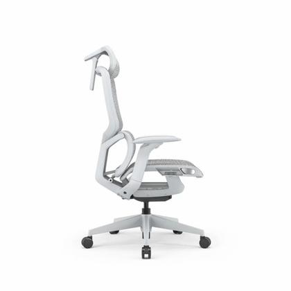 Кресло д/руководителя SitZone E-JX-002А сетка, белый, крестов. пластик, корпус белый, регулир. подголов., регулир. подлокотн., слайдер