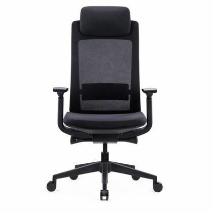 Кресло д/руководителя SitZone E-VL002A сетка/ткань, черный, крестов. пластик, регулир. подголов., регулир. подлокотн., слайдер