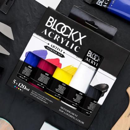 Краски акриловые "Blockx. Primaries" набор, 5 цв., 120 мл.