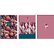 Тетрадь А4 96 л., клет. "Flower story" спираль сбоку, обл. карт., ассорти