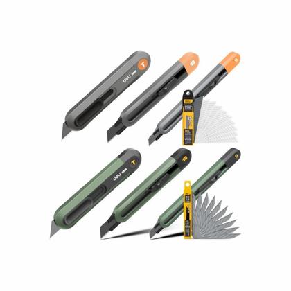 Нож строительный Deli HS EHT4009L 9 мм, Soft Touch, зеленый