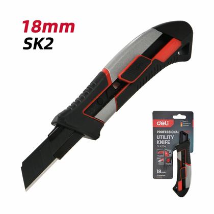 Нож строительный Deli YS DL4254 18 мм, прорезиненная рукоятка