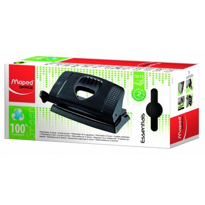 Дырокол 10/12 л. "Essentials Green" лин., черный