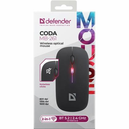 комп. мышь Defender Coda MB-261 (оптич., беспроводная, черная, 800-1600 dpi)