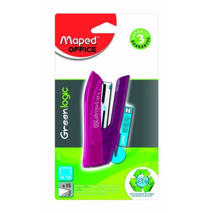 Скобосшиватель 15 л. "Greenlogic Pocket №10" + скоба, серебристый, блистер