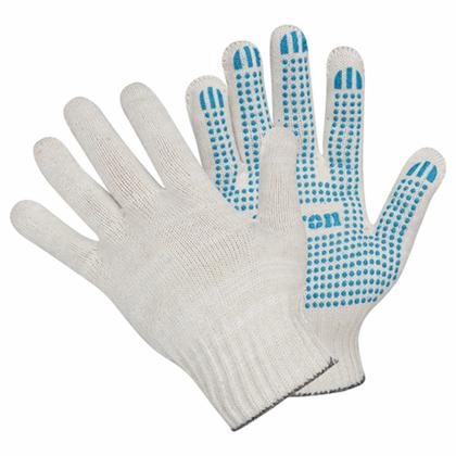 Перчатки трикотажные х/б с ПВХ покрытием Точка из 6-и нитей 10 кл. вязки белый, в и/у