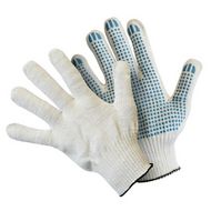 Перчатки трикотажные х/б с ПВХ покрытием Точка из 6-и нитей 10 кл. вязки белый, без и/у