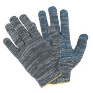 Перчатки трикотажные х/б с ПВХ покрытием Точка из 6-и нитей 7,5 кл. вязки серый, без и/у