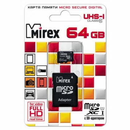 Карта памяти MicroSDXC 64GB V30/A1/C10  Mirex UHS-I (Class 10)
