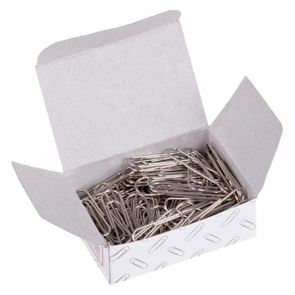 Скрепки 28 мм "OfficeSpace" никел., 100 шт., овал., серебристый