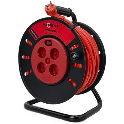 Удлинитель Magnetta PEC50-3G2.5-AC 50 м, катушка (4 роз., 2,5 мм, 5,5 кВт, защита от перегрузки)