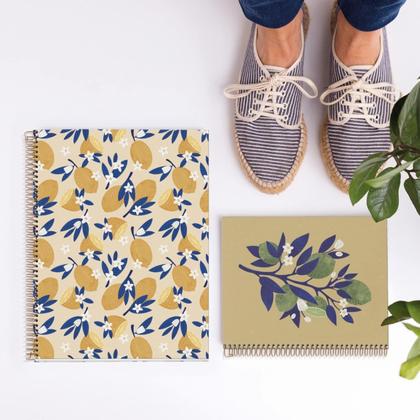 Тетрадь А4 210*297 мм, 120 л., в клетку "Sweet Fruits Lemons", спираль сбоку, обл. ламинир. карт., желтый