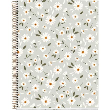 Тетрадь А4 210*297 мм, 120 л., в клетку "Green Sp. Flowers" спираль сбоку, обл. карт.