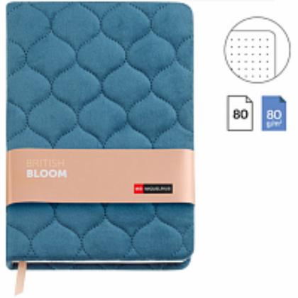 Блокнот А5 140*200 мм, 80 л., в точку "Engraved Br. Bloom" прошит сбоку, тв. обл. карт./ткан., синий