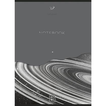 Тетрадь А4 80 л., клет. "Сатурн" скоба сбоку, обл. карт., мат., ассорти