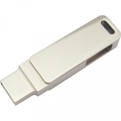Карта памяти USB Flash 3.0 32 Gb СК-046 TypeA/TypeC Dual, метал, серебристый