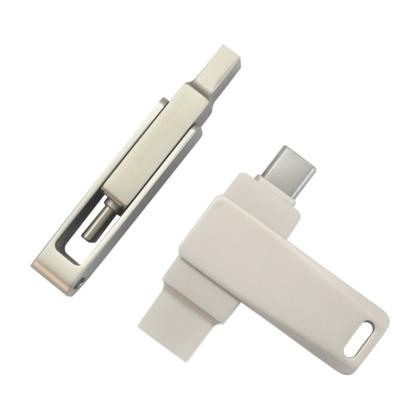 Карта памяти USB Flash 3.0 32 Gb СК-046 TypeA/TypeC Dual, метал, серебристый