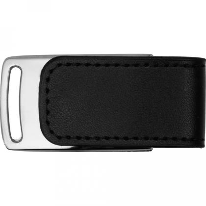 Карта памяти USB Flash 3.0 64 Gb VDL-014, метал, кож.зам., черный 