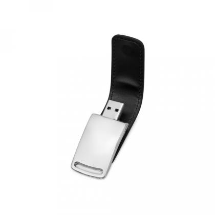 Карта памяти USB Flash 3.0 64 Gb VDL-014, метал, кож.зам., черный 