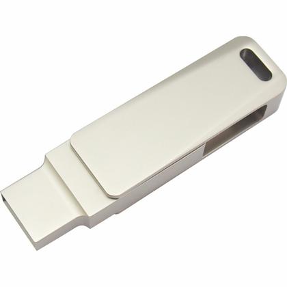 Карта памяти USB Flash 3.0 128 Gb СК-046 TypeA/TypeC Dual, метал, серебристый