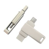 Карта памяти USB Flash 3.0 128 Gb СК-046 TypeA/TypeC Dual, метал, серебристый