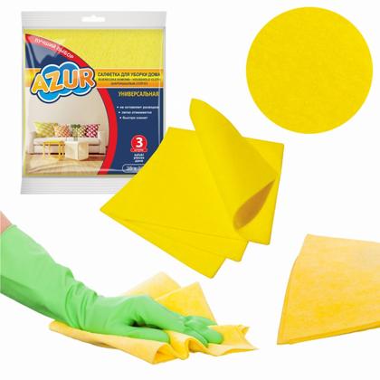 Салфетка универсальная вискозная "Azur. Домашняя" 35 x 30 см, желтый, 5 шт./уп.