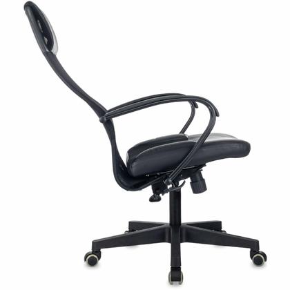 Кресло д/руководителя Бюрократ CH-NOVA LUX сетка/экокожа, черный, крестов. пластик