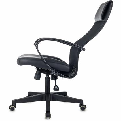 Кресло д/руководителя Бюрократ CH-NOVA LUX сетка/экокожа, черный, крестов. пластик