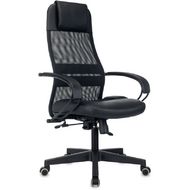 Кресло д/руководителя Бюрократ CH-NOVA LUX сетка/экокожа, черный, крестов. пластик