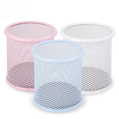 Карандашница "Deli" метал., сетка, кругл., ассорти пастель