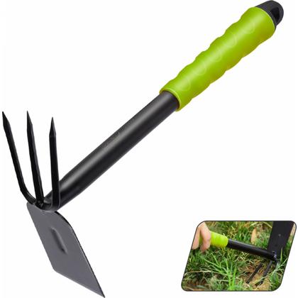 Тяпка садовая "Deli" 330 мм, трехзуб., с лепестком, черный/зеленый
