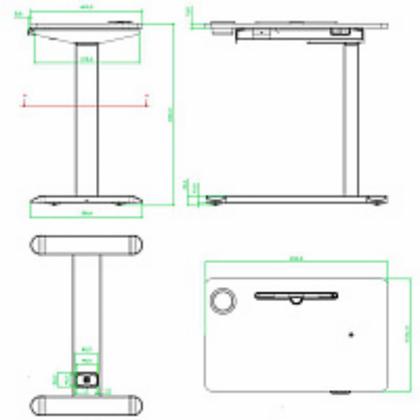 Стол с электроприводом одномоторный AOKE AK-MR-P20-C-BK+WN, цвет черный/темное дерево, (Well Desk Rest Wood)